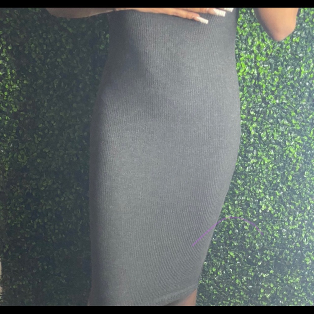 Grey dress stop right below knee
